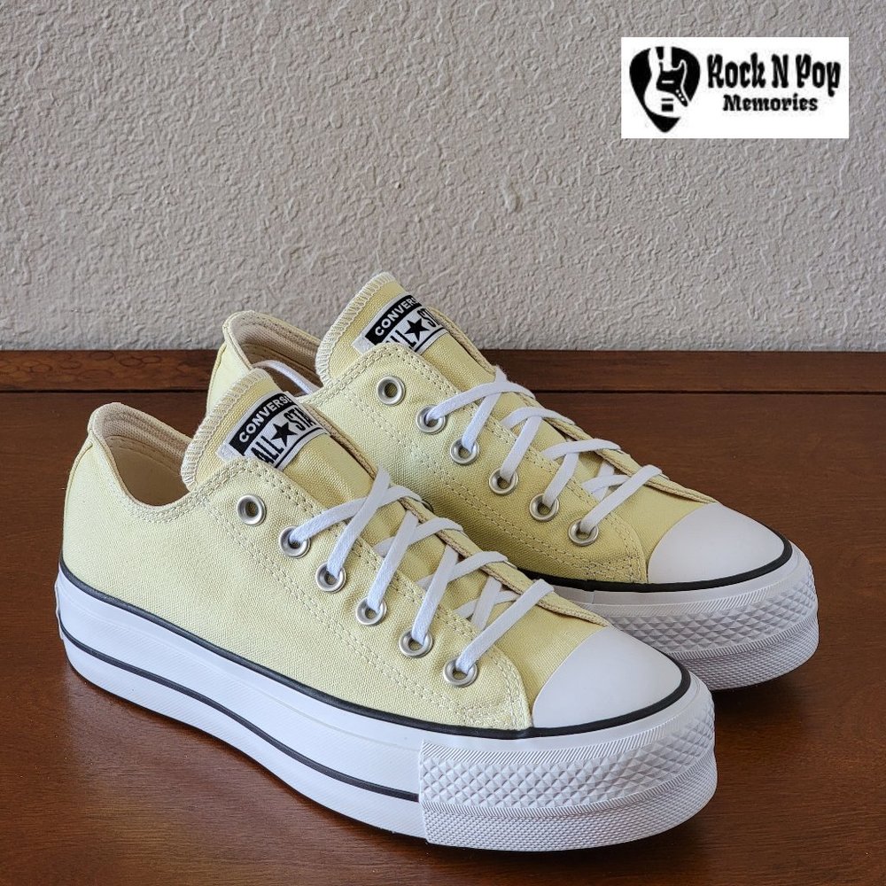 NEW, never worn. Converse Women's CTAS Lift Ox Canvas Lemon Drop/Black/White